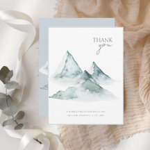 Watercolor Mountain Mariage d'hiver vert et blanc