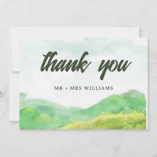 Carte De Remerciements Watercolor Nature Mountain Mariage