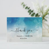 Carte De Remerciements Watercolor Ocean Beach Mariage été (Debout devant)