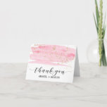 Carte De Remerciements Watercolor Pink Blush Gold Sparkle Thank You Card<br><div class="desc">This watercolor pink blush and gold sparkle thank you card is perfect for a romantic and sweet modern theme wedding. The luxurious feminine design fea light pink watercolor texture with a splash of faux gold glitter dust and an elegant calligraphy script. The inside of the card is blank, so you...</div>