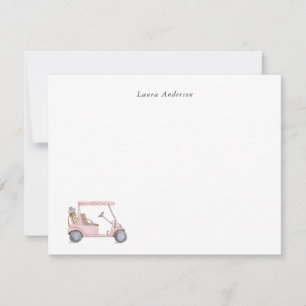 Carte De Remerciements Watercolor Pink Golf cart, Golfers Personnalisé