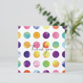 Carte De Remerciements Watercolor polka dots フラットサンキューカード (Debout devant)