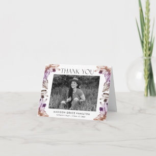 Carte De Remerciements Watercolor Purple Crystals Photo Graduation