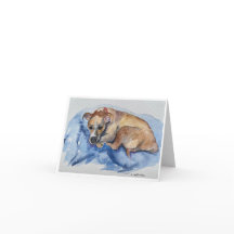 watercolor-sweet rescue pup Folded Thank You Card