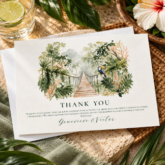 Carte De Remerciements Watercolor Tropical Jungle Wedding Thank You