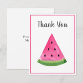 Carte De Remerciements Watercolor Watermelon Wedge (Devant / Derrière)