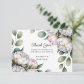Carte De Remerciements Watercolor White Peonies Wedding (Debout devant)