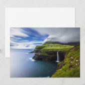 Carte De Remerciements Waterfalls | Faroe Islands, Denmark (Devant / Derrière)