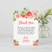 Carte De Remerciements Watermelon and Pomegranate Birthday Party (Debout devant)