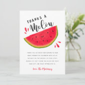 Carte De Remerciements Watermelon Baby shower rouge et rose (Debout devant)