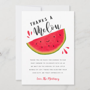 Carte De Remerciements Watermelon Baby shower rouge et rose