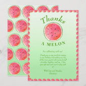 Carte De Remerciements Watermelon One Dans Un Melon Premier Anniversaire (Devant / Derrière)