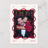 Carte De Remerciements Wavy Frame Retro Photo Funky Wedding (Dos)