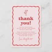 Carte De Remerciements Wavy Retro rose & rouge Super moderne Brunch nupti (Devant)