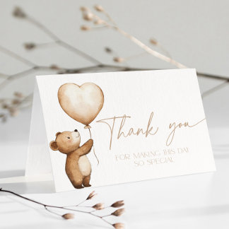 Carte De Remerciements We Can Bearly Wait Baby Shower Beige Thank You