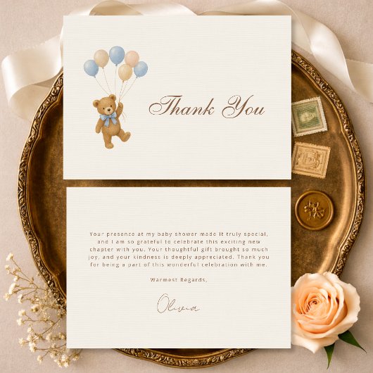 Carte De Remerciements We Can Bearly Wait Teddy Bear Baby Shower