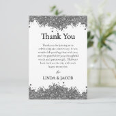 Carte De Remerciements Wedding Anniversary Silver Faux Glitter  (Debout devant)