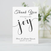 Carte De Remerciements Wedding Flat Thank You Card Simple Script (Debout devant)