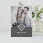 Carte De Remerciements Wedding Initials Ornamental Lace Sophisticated (Debout devant)