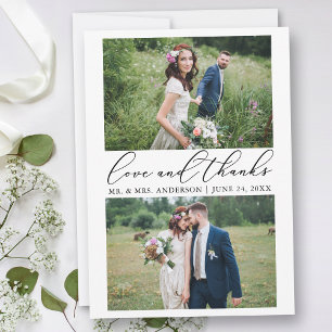 Carte De Remerciements Wedding Modern Minimalist Calligraphy 2 Photo Love