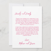 Carte De Remerciements Wedding Photo Guest Appreciation Pink Bow (Dos)