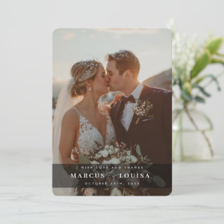 Carte De Remerciements WEDDING PHOTO modern elegant chic ampersand black