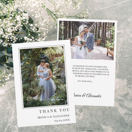 Carte De Remerciements Wedding photo modern simple