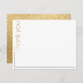 Carte de remerciements wedding shower Elegant Or & (Devant / Derrière)