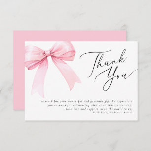 Carte De Remerciements Wedding shower rose Coquette Bow