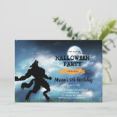 Carte De Remerciements Werewolf à l'invitation d'anniversaire d'halloween (Debout devant)
