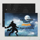 Carte De Remerciements Werewolf à l'invitation d'anniversaire d'halloween (Devant / Derrière)