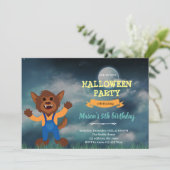 Carte De Remerciements Werewolf à l'invitation d'anniversaire d'halloween (Debout devant)