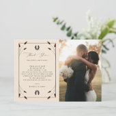 Carte De Remerciements Western Boho Horseshoe Monogram 2 Mariage photo (Debout devant)