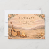Carte De Remerciements Western Campfire Guitar Meadow Wedding (Devant)