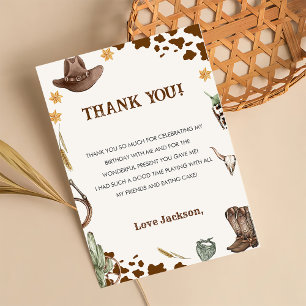 Carte De Remerciements Western Cowboy fête d'anniversaire