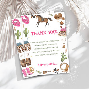 Carte De Remerciements Western Cowboy fête d'anniversaire
