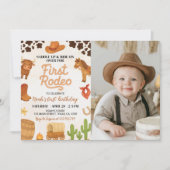 Carte De Remerciements Western Cowboy Premier Rodéo Anniversaire Photo In (Devant)