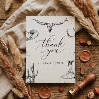 Carte De Remerciements Western Cowboy Wedding Thank You Card