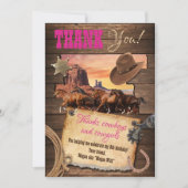 Carte de remerciements Western Cowgirl (Devant)