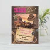 Carte de remerciements Western Cowgirl (Debout devant)