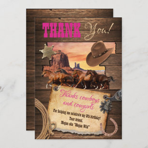 Carte de remerciements Western Cowgirl