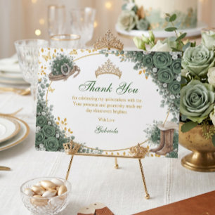 Carte De Remerciements Western Émeraude Vert Doré Country Quinceañera