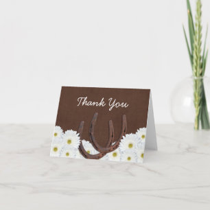 Carte De Remerciements Western Horseshoes and Daisies Thank You