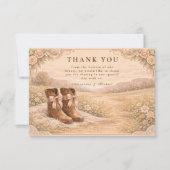 Carte De Remerciements Western Lace Cowboy Boots Wedding (Devant)