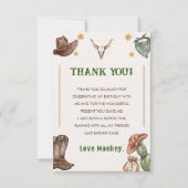 Carte De Remerciements Western Rustic Cowboy fête d'anniversaire (Devant)