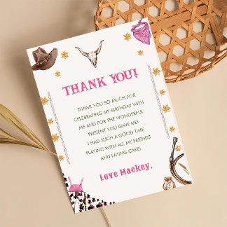 Carte De Remerciements Western Rustic Cowboy fête d'anniversaire