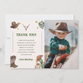Carte De Remerciements Western Rustic Cowboy Photo de fête d'anniversaire (Devant)