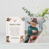 Carte De Remerciements Western Rustic Cowboy Photo de fête d'anniversaire (Debout devant)