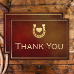 Carte De Remerciements Western Rustic Horseshoe Mariage Bourgogne et or<br><div class="desc">Saddle-up pour une fête comme personne d'autre avec notre étonnant carte de remerciements rustique bordeaux en cuir à l'aspect mariage. Inspiré par le charme sauvage du Wild West, ce design est parfait pour les couples qui souhaitent ajouter une touche de fantaisie à leur journée spéciale. Chaque carte comporte un cadre...</div>