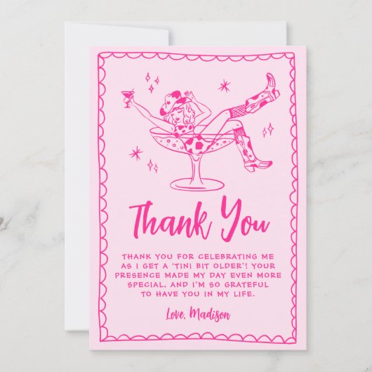 Carte De Remerciements Whimsical A Tini Bit Ancienne Fête D'Anniversaire (Devant)